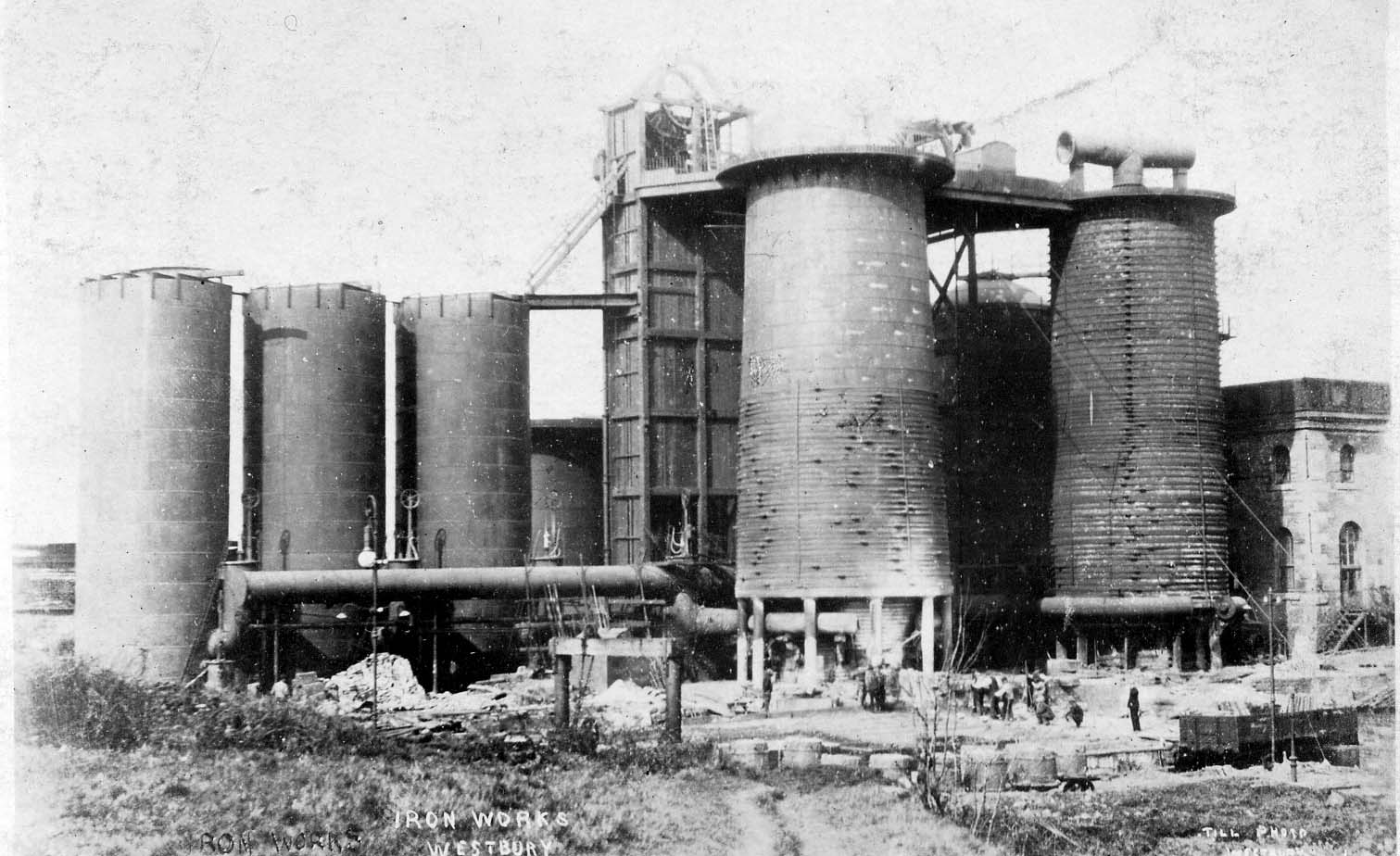 black and white image of westbury ironworks